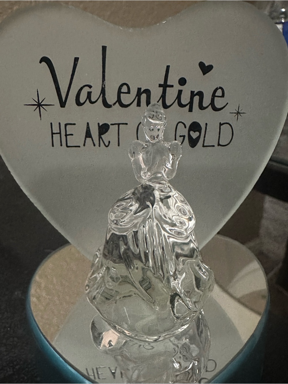 Valentine Heart Gold Clear Glass Figurine
